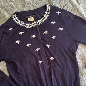 Banana Republic Blue Cardigan with Decorative Embellishments